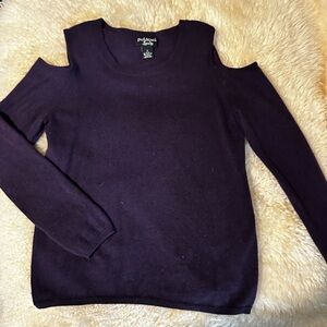 Peck & Peck luxury Dark Plum Cold-Shoulder Sweater
